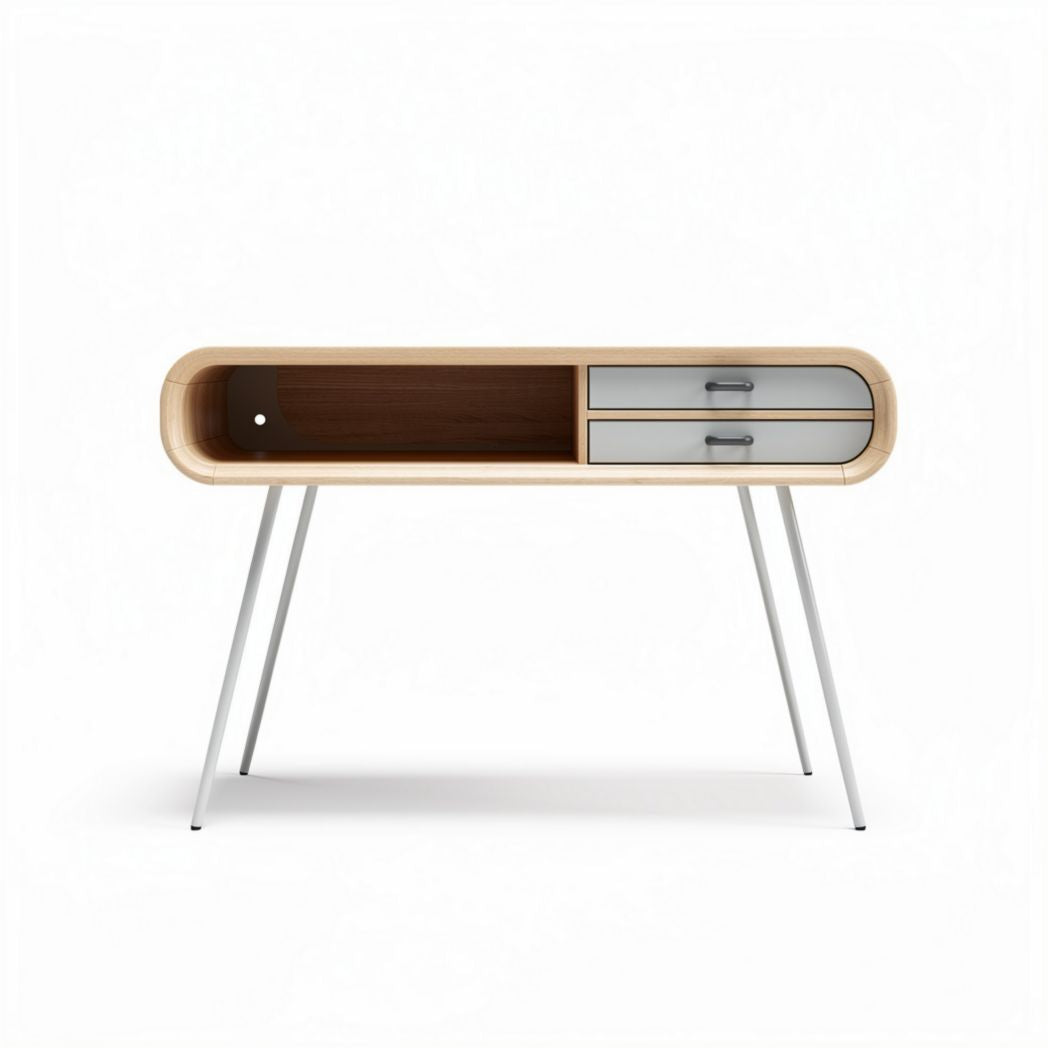 Bureau en bois de chêne avec tiroirs en métal 120 x 60 x 75cm