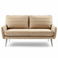 Canapé deux places en tissu beige avec pieds en métal 180 x 85 x 85cm