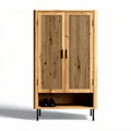 Armoire en bois de pin avec portes à lamelles et étagère inférieure 80 x 40 x 180cm