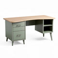Bureau en bois et métal vert avec tiroirs dimensions 120 x 60 x 75cm